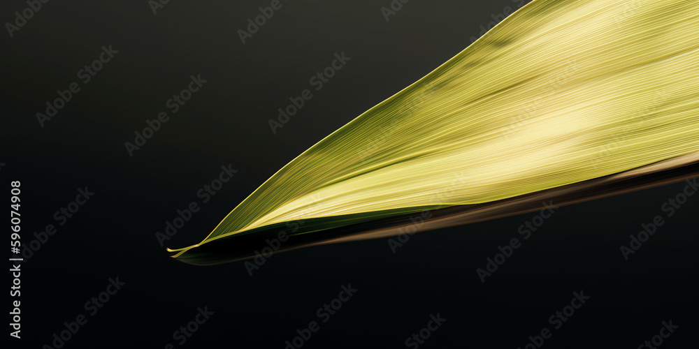 Sticker Tropical leaf macro texture dark background, organic cosmetic promo banner concept. Generative AI