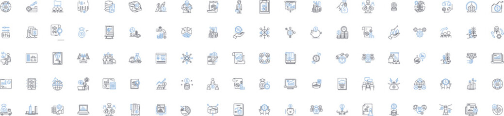 Business concept line icons collection. Strategy, Innovation, Expansion, Profitability, Sustainability, Nerking, Collaboration vector and linear illustration. Success,Entrepreneurship,Confidence