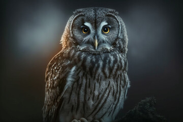 great horned owl, big grey bird
