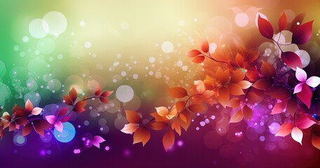 abstract background banner, pink gold gradient color with bokeh glitter glow light, flora flower light trail, Generative Ai