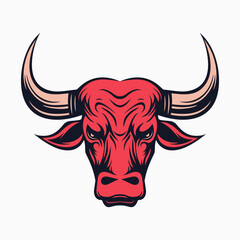Angry bull head. Cartoon icon, logo. Vector illustration