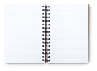 open notepad lined paper spiral bound with shadow isolated on transparent background

