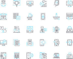 Visual message linear icons set. Graphical, Imagery, Communication, Perception, Design, Iconic, Aesthetic line vector and concept signs. Symbolic,Representation,Intuitive outline illustrations