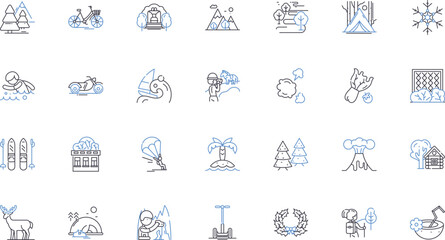 Ecosystem line icons collection. Biodiversity, Sustainability, Habitat, Interdependence, Biosphere, Microclimate, Resilience vector and linear illustration. Food Chain,Decomposition,Trophic outline