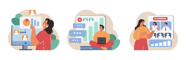 Employee performance management set. Performance indicators and reports