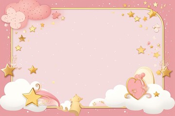 dreamy pink sky with stars and clouds. Generative AI