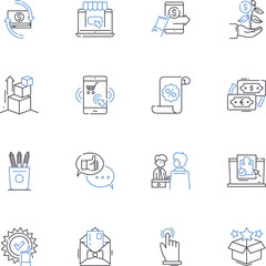 Obtaining pursuit line icons collection. Achievement, Acquisition, Attainment, Capture, Conquest, Derivation, Earning vector and linear illustration. Gaining,Harvesting,Inheriting outline signs set