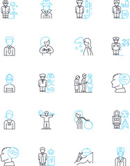 Homogenization linear icons set. Uniformity, Consistency, Standardization, Blend, Equalization, Integration, Mixing line vector and concept signs. Emulsification,Puree,Uniformize outline illustrations