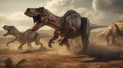 Obraz na płótnie Canvas Dinosaur in a prehistoric environment.generative ai