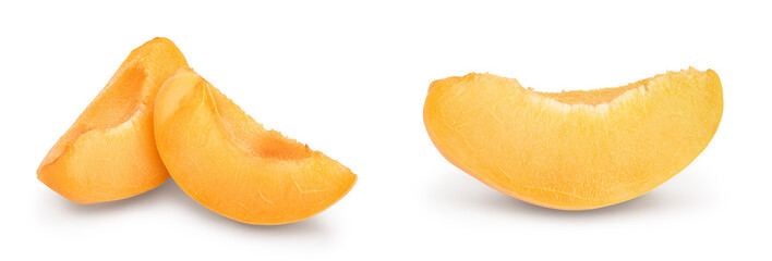 apricot fruit slices isolated on white background. Full depth of field
