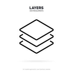 Layers icon, Three levels stacked on white background. Layer symbol for UI UX, website or mobile app icon.