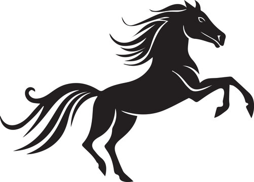 horse, rearing vector illustration, black and white isolated , stand up, stallion, tattoo, logo, line art