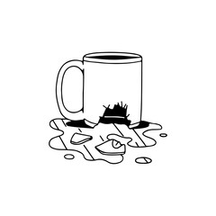 broken cup vector illustration concept