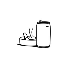 cigarette and drink can doodle vector illustration