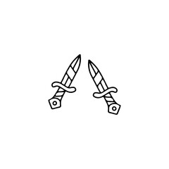 vector doodle illustration of two swords