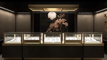 A custom storefront display for a high-end jewelry store. Generative AI