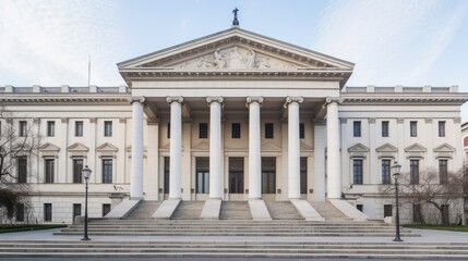 Obraz premium A grand neoclassical building with elegant symmetrical features. Generative AI
