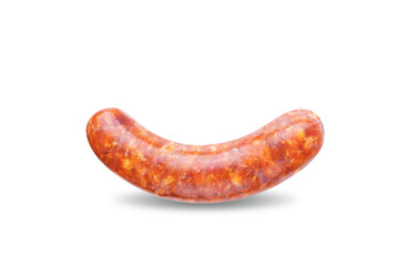 Chorizo raw meat sausage on a white isolated background