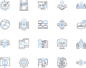 Togetherness line icons collection. Unity, Bonding, Harmony, Connection, Companionship, Fellowship, Integration vector and linear illustration. Cooperation,Solidarity,Support outline signs set