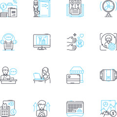 Civil direction linear icons set. Governance, Accountability, Citizenship, Democracy, Empowerment, Equality, Justice line vector and concept signs. Leadership,Liberty,Transparency outline