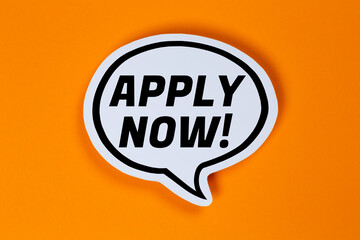 Apply now for a job jobs working recruitment employees in a speech bubble communication business concept