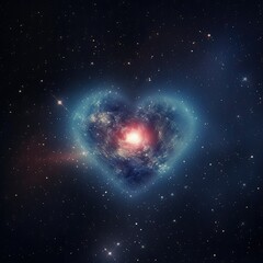 Naklejka premium Valentine's day background with hearts, moon, and stars. Blue star background. Generative AI