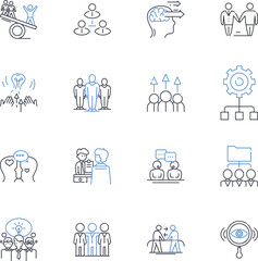 Syndicate association line icons collection. Syndication, Cooperation, Partnership, Unity, Collective, Joint, Coalition vector and linear illustration. Alliance,Collaboration,Nerk outline signs set