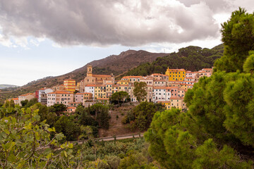 Fototapeta na wymiar Little mountain village Rio nell' Elba, Island of Elba, Italy