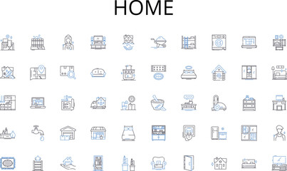 Fototapeta na wymiar Home line icons collection. Guidance, Support, Teaching, Coaching, Training, Nurturing, Development vector and linear illustration. Advice,Encouragement,Inspiration outline signs set