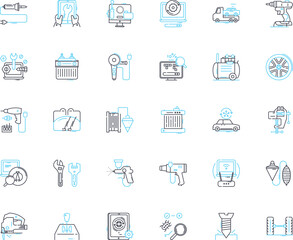 Repair linear icons set. ) Fix ) Mend ) Restore ) Revamp ) Service ) Refurbish ) Rebuild ) Renew ) Patch ) Recover ) Reinforce ) Refit ) Rehabilitate ) Recondition ) Rectify ) Rescue ) Re-engineer