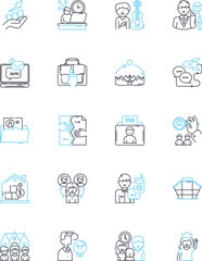 Professional Growth linear icons set. Development, Advancement, Learning, Mastery, Expertise, Career, Progress line vector and concept signs. Improvement,Success,Growth outline illustrations
