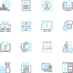 Technical Skills linear icons set. Coding, Engineering, Programming, Development, Designing, Nerking, Troubleshooting line vector and concept signs. Debugging,Software,Hardware outline illustrations
