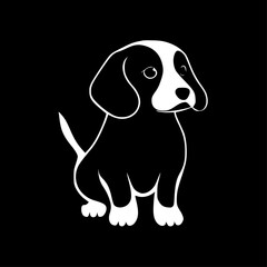 Dog Clip Art - Black and White Isolated Icon - Vector illustration