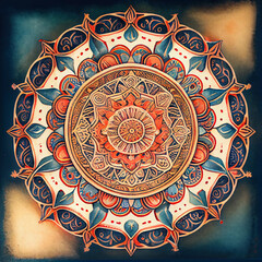An intricate mandala, a spiritual and symbolic representation of the universe in Hindu and Buddhist traditions, watercolor style Generative AI