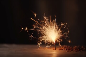 close up of a sparkling sparkler on a dark background. Generative AI