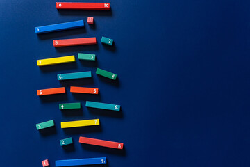 Math fractions on blue background. Interesting math for kids. Education, back to school concept....