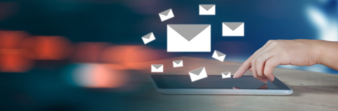 email inbox, online communication and e-mail marketing concept.