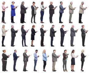Fototapeta premium group of successful people with notepad in hands isolated