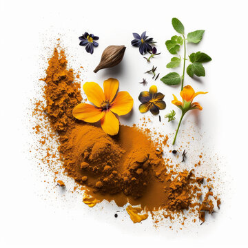 Beautiful Curry Spice flower and powder fresh ground curry 