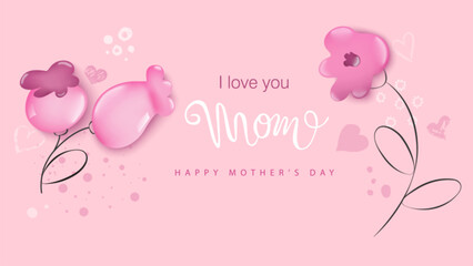 Fototapeta na wymiar Pink flowers on a pink background. A creative design concept for celebrating Mother's Day. Mother's Day greeting card on a background of flowers.