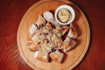 grilled meat with vegetables and sauce