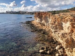 High coast line seaside view sunny weather. High quality photo