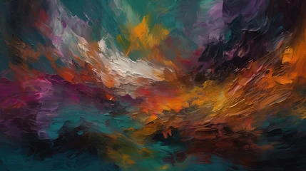 Tuinposter Mix van kleuren Abstract painting texture or background - Generated by Generative AI