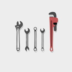 Wrench vector set illustration Workshop tool 