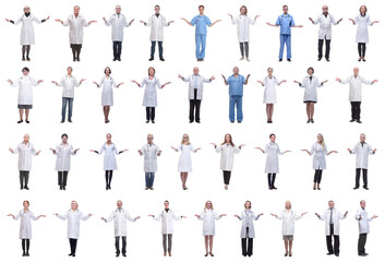 group of doctors in full length isolated