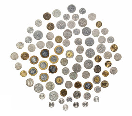 illustration of a lot of old Iranian coins