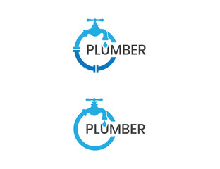 Water Faucet Plumbing Logo Concept sign icon symbol Design Element. Tap, Repair, Plumber, Plumbing Service Logotype. Vector illustration template
