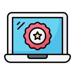 Laptop Award Line Color Icon