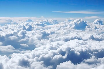 Naklejka premium scenic view of clouds from an airplane window. Generative AI