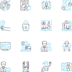 Commercial trade linear icons set. Import, Export, Shipping, Logistics, Distribution, Supply, Sales line vector and concept signs. Marketing,Procurement,Globalization outline illustrations